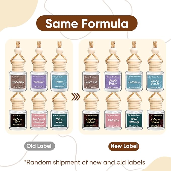 Premium Car Air Freshener, 6 Pack Deep Luxury Scent Essential Oil Diffuser, Long Lasting Fragrance Interior Decor Unisex,Hanging Aroma Diffuser Executive Business Car Accessories Mens Gifts