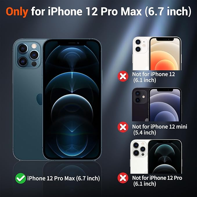 SUPFINE Magnetic for iPhone 12 Pro Max Case with Screen Protector (Compatible with MagSafe) (Military Grade Drop Protection) Translucent Matte Shockproof Phone Cover,Dark Blue