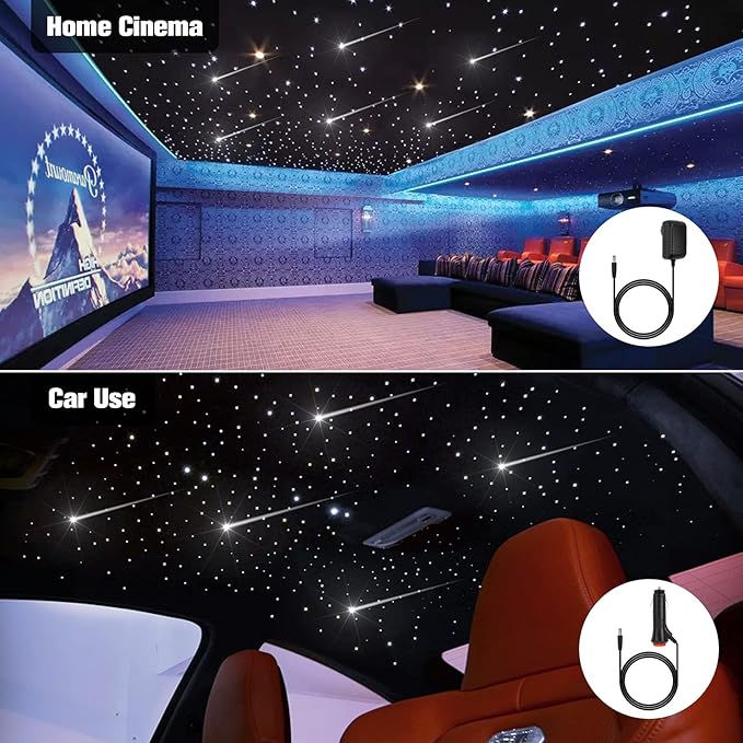 CHINLY Meteor Twinkle 460pcs 9.8ft 0.03in Star Headliner Fiber Optic Lights kit+Shooting Stars Light kit,Music Mode Bluetooth APP Control Remote,RGBW Star Lights for car Headliner/Ceiling/Theater
