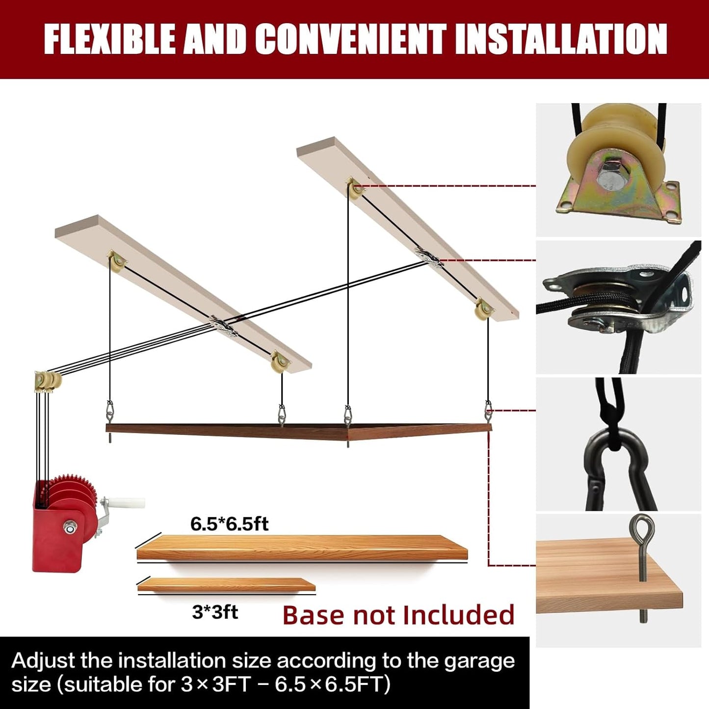 Overhead Garage Storage Rack - Heavy-duty Lifting Garage Ceiling Storage Rack,Adjustable Organization System, 300lbs Weight, Easy Installation & Operation