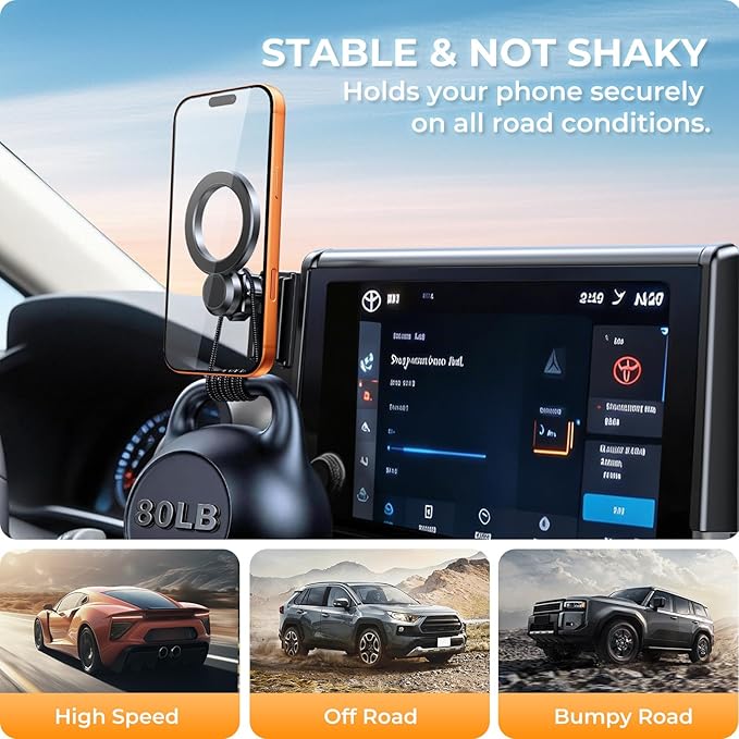 Car Phone Holder for BMW 7 Series 2022 2021 2020 2019 2018 2017 2016 (Only for 10.25/10.3-Inch Screen) 360° Rotation Magnetic Cell Phone Mount, Compatible with Magsafe, Does Not Affect Air Vent