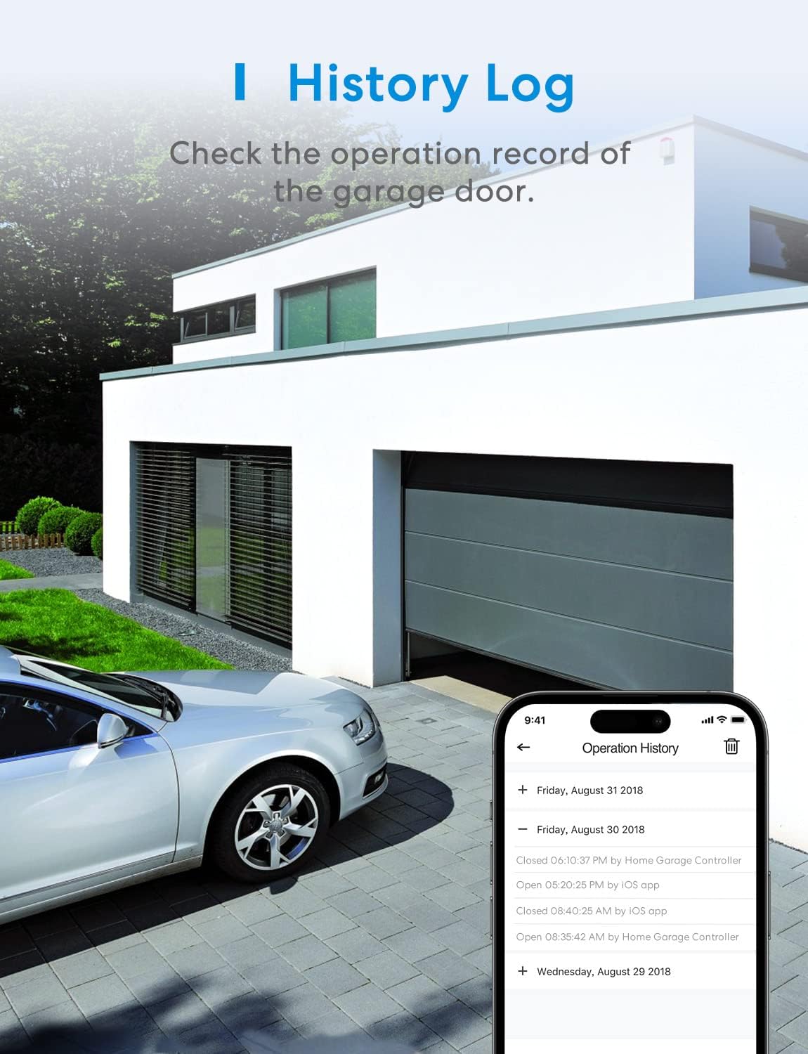 Smart Garage Door Opener Remote with External Antenna, Up to 3 Single Doors, Compatible with Apple HomeKit, Amazon Alexa,SmartThings, Google Assistant