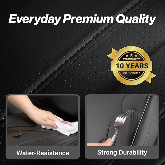 Coverland Custom Fit Car Seat Covers for SUV Compatible with [RX 350, RX 450hL, NX 350, Q5 Sportback, Nautilus] Premium Waterproof Non-Slip Interior Seat Protector [Front Black- Size Chart A14]