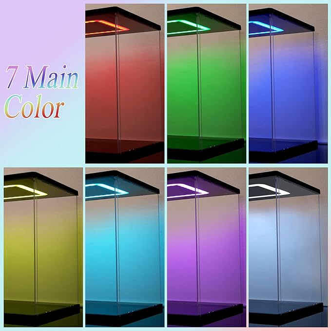 Boxing Glove Display Case with Light, Multiple Color Lights Dustproof Protection Boxing Glove Showcase for Collectibles Memorabilia Storage（8.6×7.9×13inch）