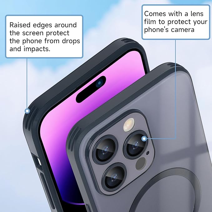 Guppy Compatible with iPhone 14 Pro Max Case Magnetic, with Full Camera Lens Protector [Compatible with MagSafe] Scratch Resistant Gradient Glass Back Cover Phone Case-Black