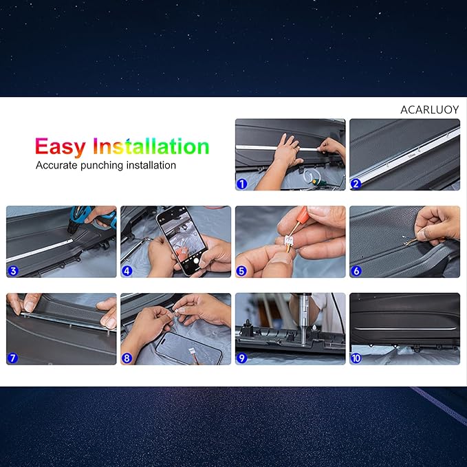 Acrylic Car LED Ambient Light, Fiber Optic Interior Light Strip, 24 Million Types, Ambient Light KKT that Swings with The Melody of Music (RGB Color 14 in 1)