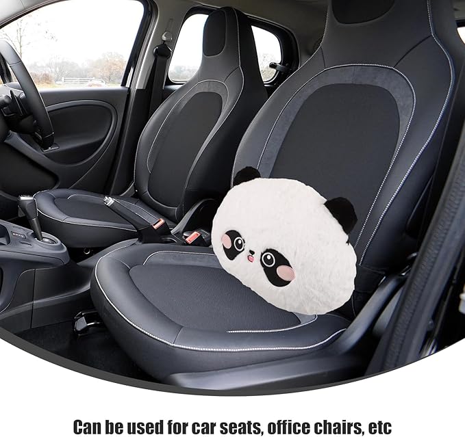 balacoo Cartoon Panda Lumbar Support Pillow Plush Seat Cushion for Car and Office Chair Lower Back Comfort Travel Neck Pillow