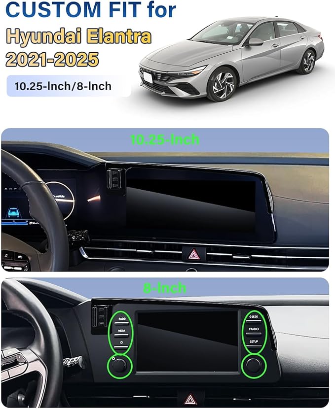 SKYLOTEC Magnets Phone Mount for Hyundai Elantra 2021-2024 2025 Accessories 10.25-Inch/8-Inch Screen Fixed Clip, Cell Phone Base Automobile Cradles Magnetic Phone Holder Compatible with