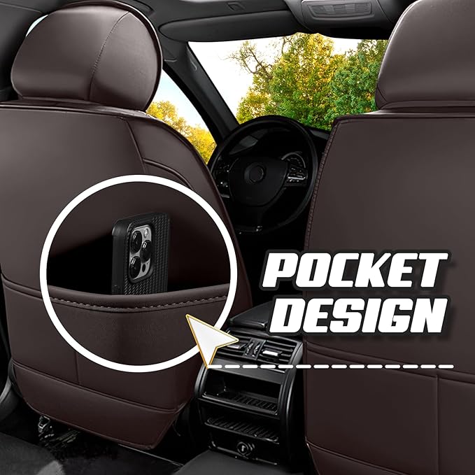 Car Seat Covers for KIA Sedona 2003-2021, Premium Nappa Leather Car Seat Cover, Stylish Sport Seat Covers， Automobile Seat Cover Sets.(Standard 5 Seats/Coffee Color)