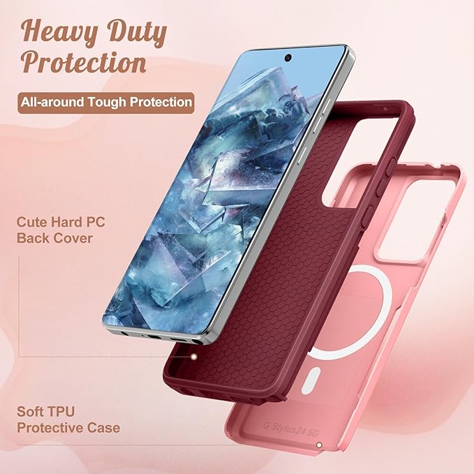for Moto G Stylus 5G 2024 Case - Compatible with MagSafe Women Girls Cute Magnetic Phone Cover Girly Kawaii Unique Pretty Heavy Duty Shockproof Design for Motorola Moto G Stylus 5G 2024 Cases