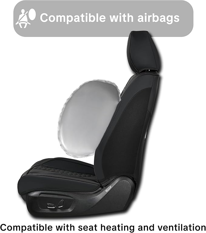 Black Car Seat Covers for Ford Bronco Sport 2021-2025 Car Seat Cover, PU Leather, 5 Piece Full Set, Anti-Slip, Waterproof, Beautify Interior, Beautify The Interior of Old Cars