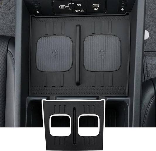 Wireless Charging Mat Compatible with 2024-2026 Hyundai Santa Fe Center Console Anti-Slip Protector Wireless Charging Silicone Pad for 2025 Santa Fe Accessories (Black)