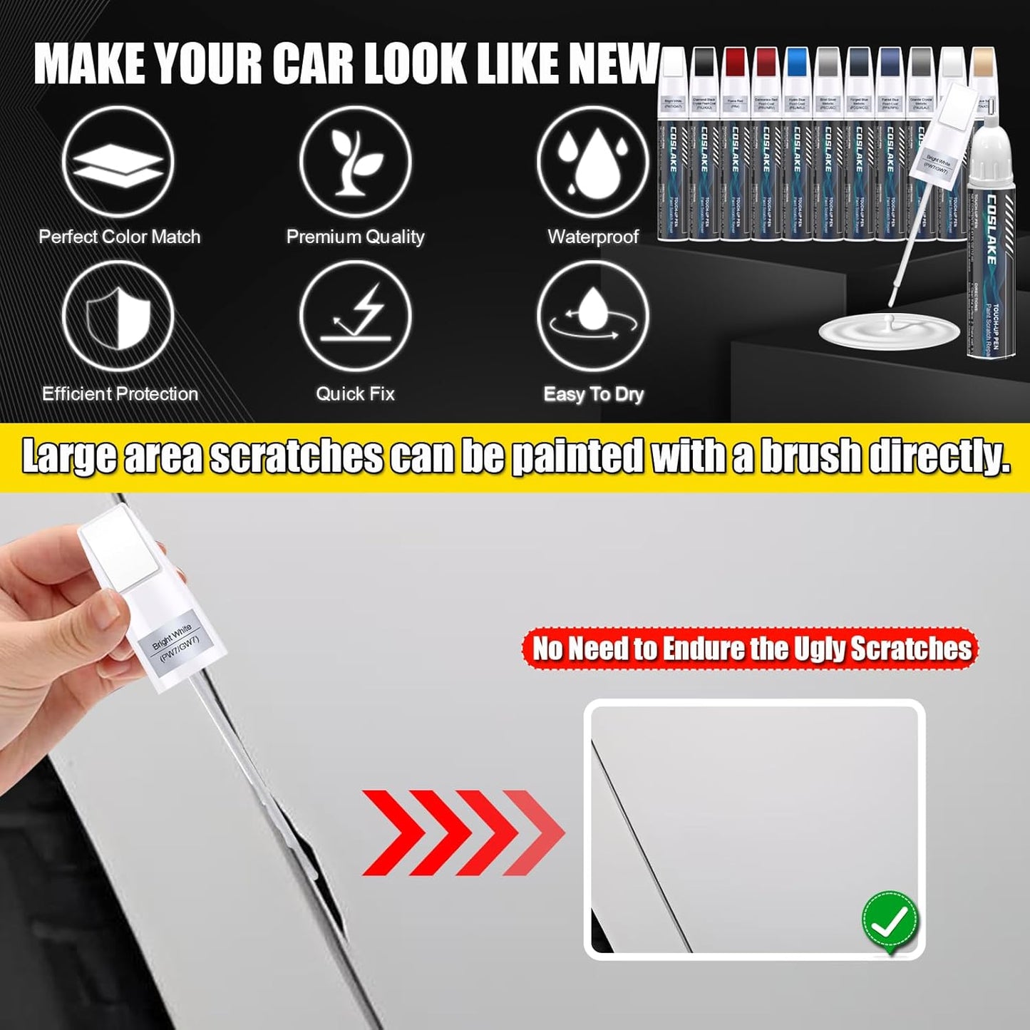 Car Touch Up Paint(Patriot Blue Pearl-Coat(PPX/RPX)) for Dodge Ram, Car Paint Scratch Repair Kit, Quick & Easy Solution to Repair, 2 in 1 Scratch Remover Pen with 2PCS Disposable Micro Applicators