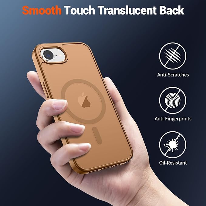 SUPFINE Magnetic for iPhone 17e Case/iPhone 16e Case (Compatible with MagSafe)(Military Grade Drop Protection) Slim Translucent Matte Shockproof with Anti-Fingerprint Phone Case,Brown