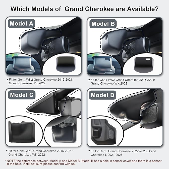 Mangoal Front 4K & Rear 1080P Dash Cam Custom Fit Jeep Grand Cherokee 2016 2017 2018 2019 2020 2021 & WK 2022 (Model B),Check Model Carefully,Limited Trailhawk Overland, UHD 2160P Video,128GB Card