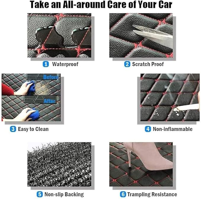 Customize Making Car Floor Mats for 99.99% Sedan SUV Pickup Truck Full Coverage Men Women Cute Leather Protection Pads Non-Slip Floor Liners (White+Business Coffee)