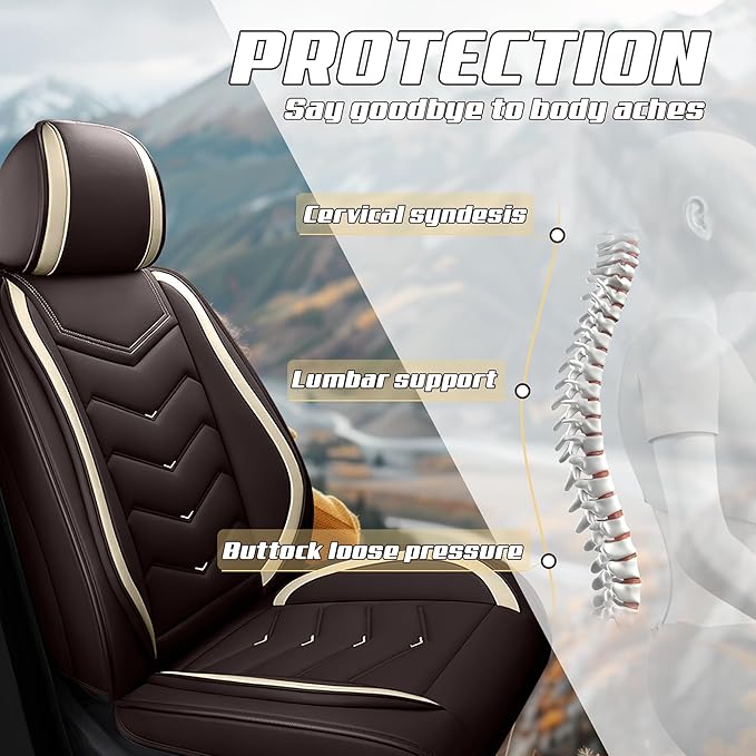 Car Seat Covers Fit for Infiniti g37 2000-2026, Stylish Sport Seat Covers, Waterproof Wear-Resistant Premium Nappa Leather Car Seat Cover.(2 Pcs Front with Pillow/Coffee Color)