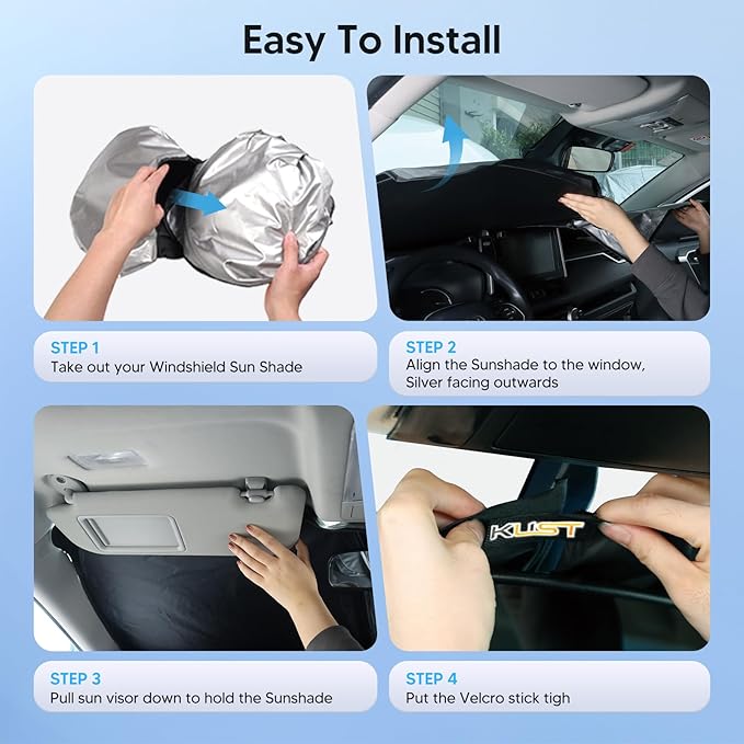 KUST Windshield Sun Shade Custom Fit for 2026 2025 2024 2023 2022 2021 Kia Sorento Accessories Sun Shade Front Windshield Sun Visor Foldable Thicker 5-Layer Block Heat and Sun UV Rays