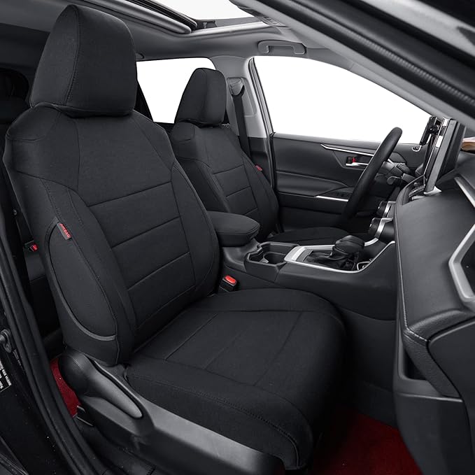 coverdream Custom Fit Seat Covers for Toyota RAV4 Limited,XLE,SE,Platinum,Adventure 2013 2014 2015 2016 2017 2018,Full Coverage Polyester Seat Protector (Full Set,Black)