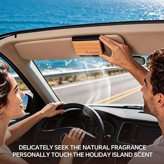 Car Air Freshener, Natural Wood Air Freshener Long Lasting, Car Air Freshener Diffuser with Metal Clip, Car Odor Eliminator, Magnetic Auto Accessories Teak