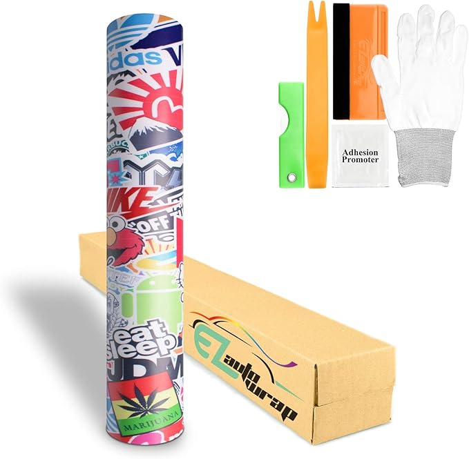 Free Tool Kit EZAUTOWRAP ES Bomber Hellaflush Anime Cartoon Car Vinyl Wrap Sticker Decal Air Release - 48"X60" (4FT X 5FT)