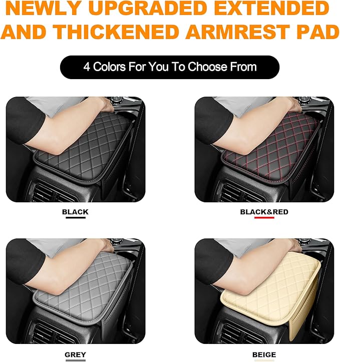 Center Console Cover for Cars Fit for Jeep Gladiator Leather Armrest Covers with 2 Storage Bags(Black)