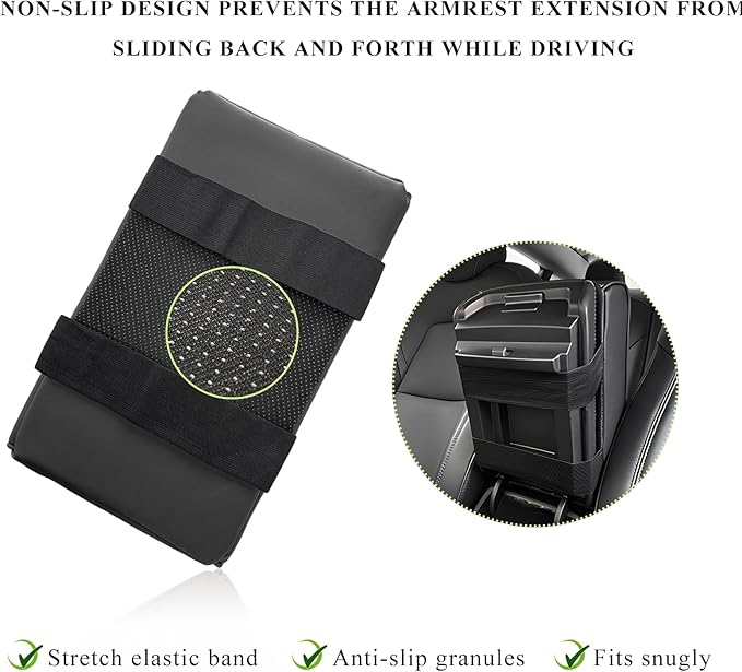 Car Center Console Armrest Pillow, Leather Auto Arm Rest Cover Protector with Cup Holder and Phone Holder, Memory Foam Armrest Cushion for Most Vehicles (Black, Diamond Pattern)