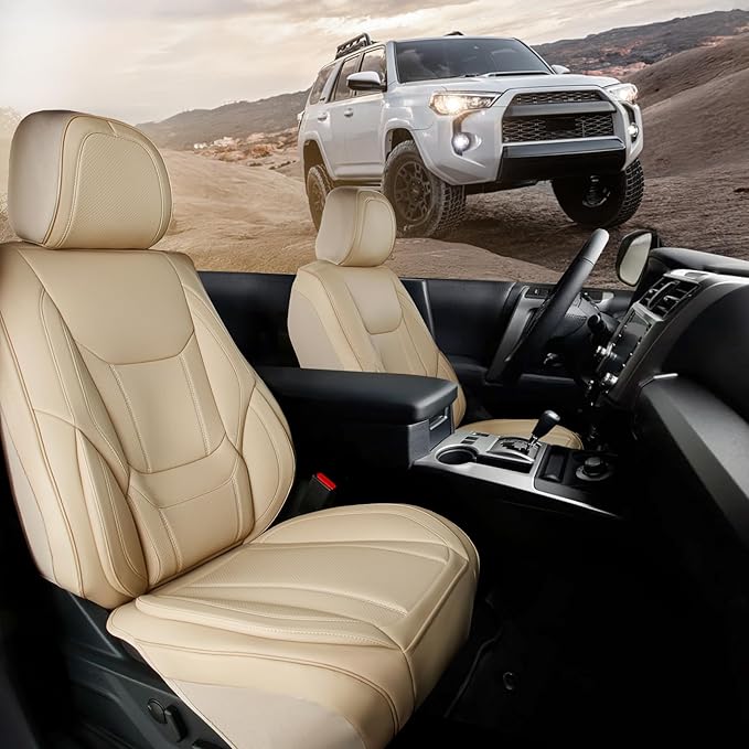 Coverland Custom Fit Car Seat Covers for SUV Compatible with [2009-2018 Subaru Forester] Premium Car Seat Cover Water Resistant Leather Non-Slip Interior Protector [Front Beige - Size Chart A23]