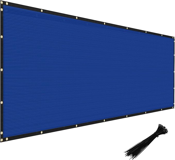Windscreen4less Privacy Fence Screen Heavy Duty Windscreen Fencing Mesh Fabric Shade Net Cover with Brass Grommtes for Outdoor Wall Garden Yard Pool Deck, 8'x186' Blue