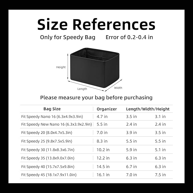 DGAZ Silk Purse Organizer Insert Fits LV Speedy 16/20/25/30/35/45 bags，Silky Smooth Bag Organizer，Luxury Handbag & Tote Shaper（Black，SP35）