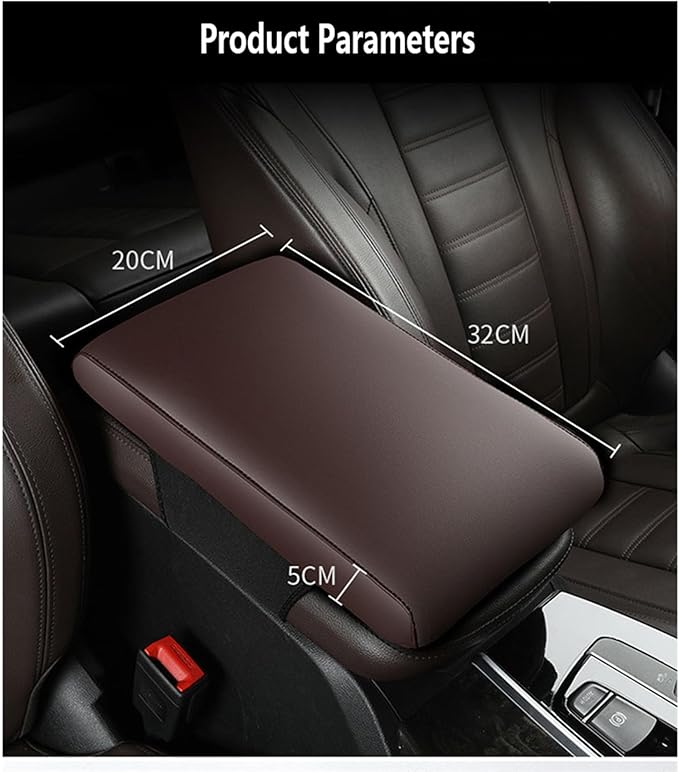 Car Armrest Cover Pad for Hyundai Santa FE 2021 2022 2023 2024 2025 Premium Leather Center Console Armrest Cushion Pad Anti-Scratch Waterproof Auto Interior Accessories Light Brown
