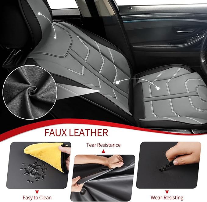 TTX LIGHTING Car Seat Covers fit for Toyota Corolla 2000-2019 Full Set: Premium Leather Automotive Seat Cover with Airbag Compatible Waterproof (5 Seats, Black & Gray)