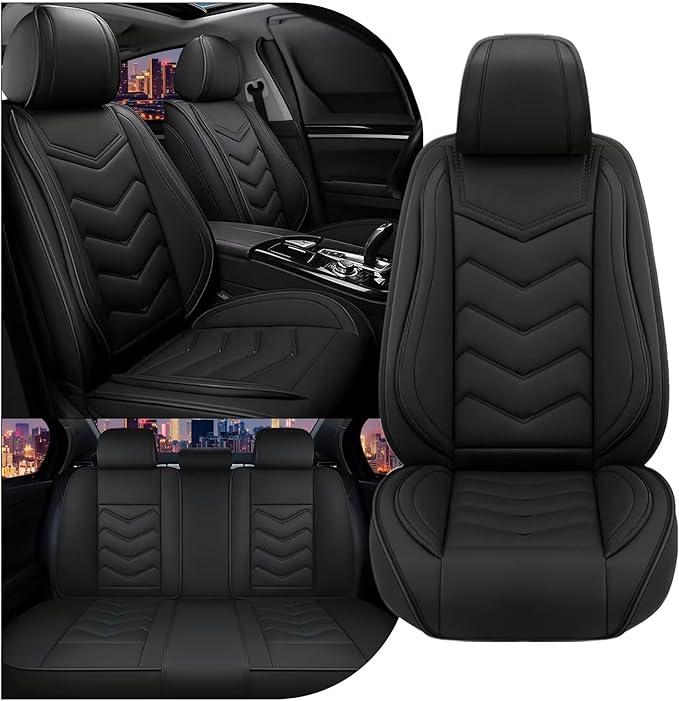 CTDS Car Seat Covers for Mazda CX-5 CX-3 CX-7 CX-9 CX-50 CX-30 CX-70 CX-90 2007-2026, Stylish Sport Seat Cover, Premium Nappa Leather Car Seat Cover.(Standard 5 Seats/Pure Black)