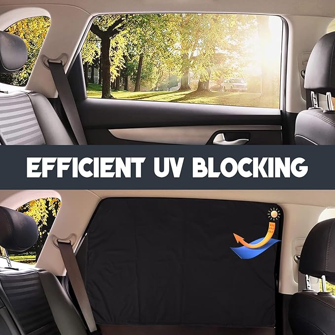 ZATOOTO Car Window Shades - 2 Pcs Black Silk Side Front Protection Covers - Magnetic Privacy Sun Shades Curtain Keeps Cooler for Baby Kids Sleeping