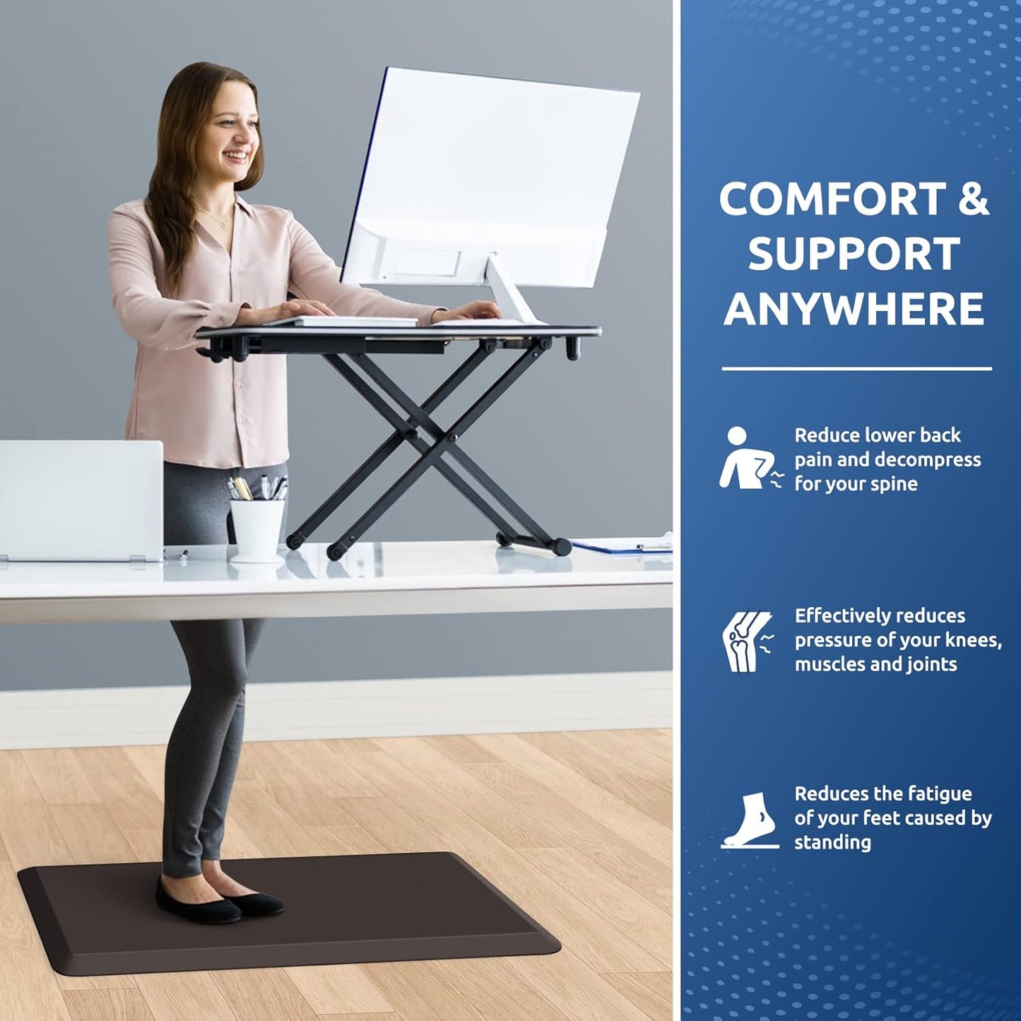 KitchenClouds Kitchen Mat Cushioned Anti Fatigue Kitchen Rug Non Slip Standing Mat Comfort Floor Mats for Sink Office (17.3"x28"- 0.8inch)