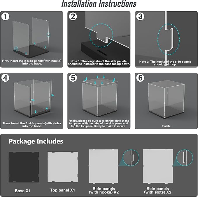 Choowin Acrylic Display Case for Lego Boutique Hotel 10297 for Lego Modular Buildings for Lego Hocus Pocus 21341 Thickened Clear Display Cases for Collectibles Assemble Dustproof Display Box(Black)