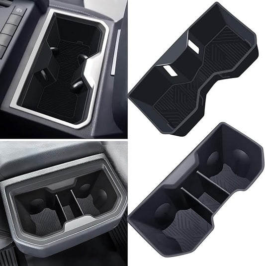 Center Console Cup Holder Inserts for Toyota Tacoma 2026 2025 2024, Silicone Front & Rear Cup Holder Liners Interior Accessories Cup Holders Covers Protector for 2024-2026 Tacoma, Black