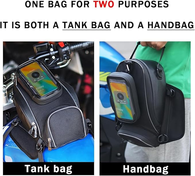 Motorcycle Tank Bag for Suzuki GSXR 750, Strong Magnetic Waterproof Oxford Black Motorbike Quick Release Pannier Bag