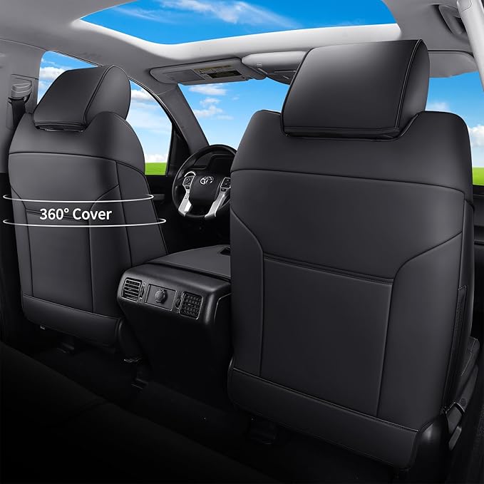 Huidasource Tacoma Front Car Seat Covers, 360° Full-wrap Truck Seat Cushion Cover Fit for Toyota Tacoma 2024-2026 SR, SR5, Limited, TRD Sport/Off-Road,Trailhunter Front Row(Front Pair/Black&Red)
