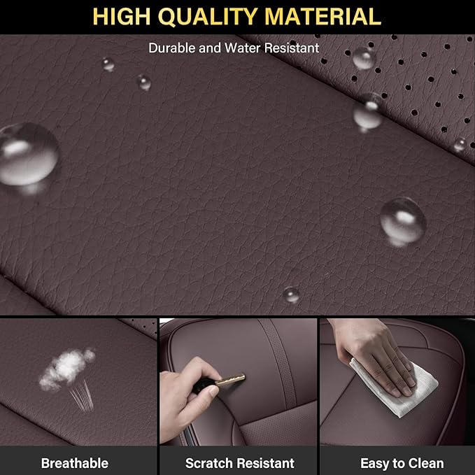 Coverado Chevy Silverado Seat Covers, Faux Leather Seat Covers Fit for Chevy Silverado GMC Sierra 2007-2026 1500, 2015-2026 2500HD 3500HD Crew Double Extended Cab (Front,Brown)