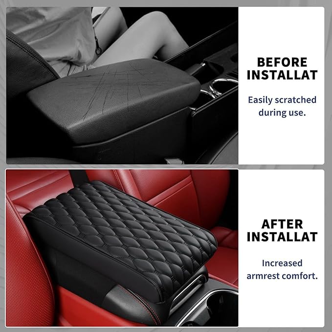Auto Armrest Cushion Pads for Acura RLX(2013-2017) Accessories Car Centre Console Armrest Pad Durable Material and Easy to Clean-is Waterproof and Anti-Scratch