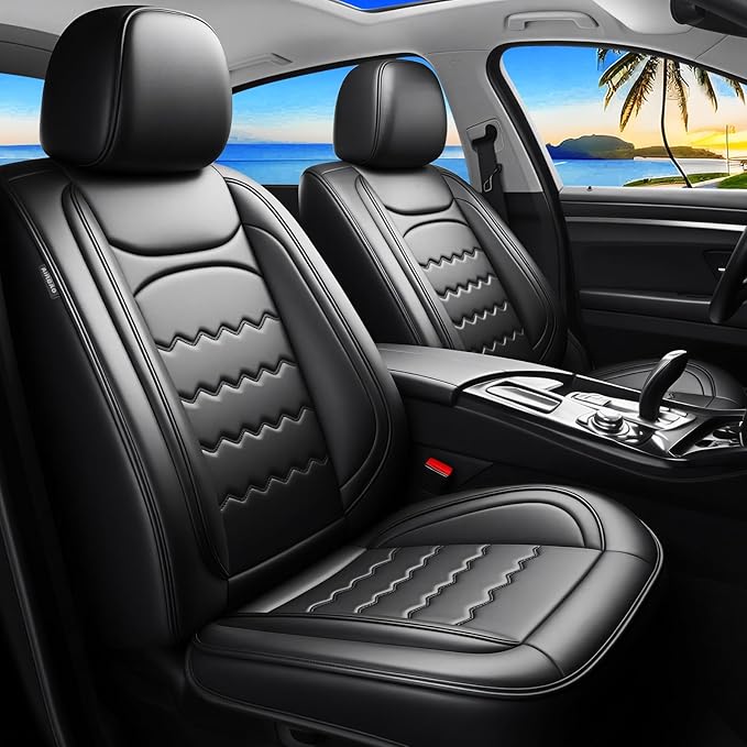 CX-7 Car Seat Covers Custom Fit for Mazda CX-7 2007-2012, Full Coverage Premium Leather Waterproof Breathable Seat Covers, Automotive Seat Protectors, Airbag Compatible(2 Front Seats, Black)