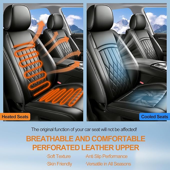 Fit RDX Car Seat Covers for Acura RDX 2010-2026 - Premium Leather, Waterproof, All-Weather, Airbag Compatible, Breathable, Easy Install, Seat Protectors, Only 2 Front seat Covers, Black