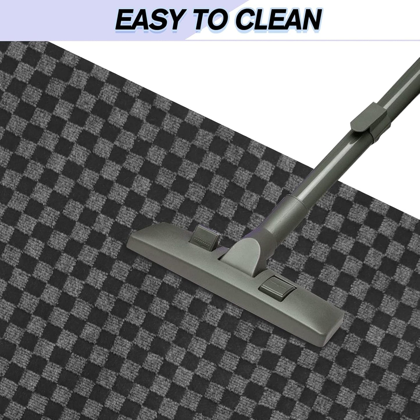 Custom Size Backed Non-Slip Area Rugs Runner, Easy Clean, Waterproof Runner Rugs for Hallway Entryway, Kitchen, Laundry, 2FT x 71FT, Gray Checkered