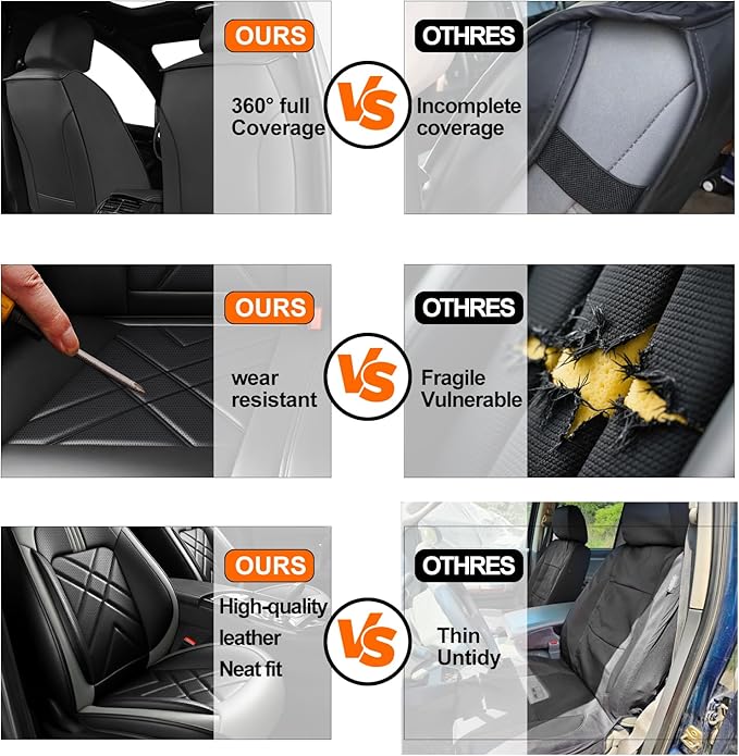 CX-90 Car Seat Covers Fit for Mazda CX-90 2007-2026, Full Coverage Premium Leather Waterproof Breathable Seat Covers, Automotive Seat Protectors, Airbag Compatible(2 Front Seats, Black Gray)