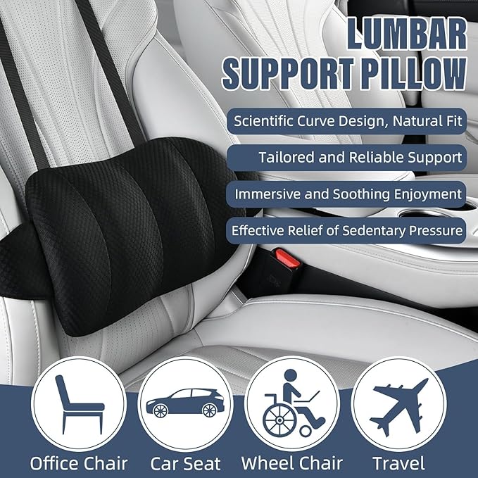 1 Piece Automotive Seat Lumbar Support Pillow for Ford Edge 2015-2024, Driving Lower Back Cushion Ergonomic Orthopedic Posture Rest