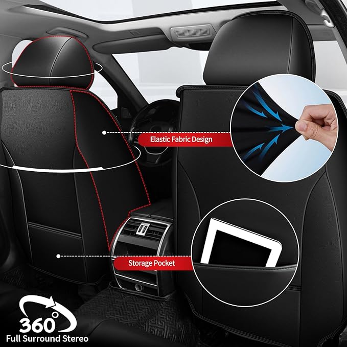 TTX LIGHTING Car Seat Covers fit for Jeep Compass 2012-2026 Front Seat: Premium Leather Automotive Seat Cover with Airbag Compatible Waterproof (2 Seats, Black)