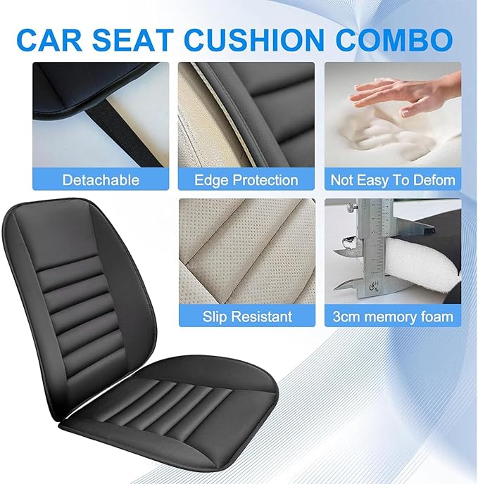 ‌Car Seat Cushion Back Support Pillow for Toyota Fj Cruiser 2007-2014, Ergonomic Pain Relief Cushion, Memory Foam Lumbar Support for Driving, Adjustable & Washable Auto Pad, Dark-Gray