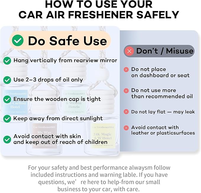 C Classy Hanging Car Air Freshener 2 Pack, Lavender Vanilla Essential Oil Diffuser, Long-Lasting Fragrance, Cute Glass Bottle Car Accessories for Women & Men, Made in USA