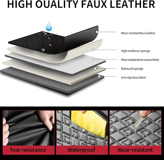 Fit Yaris Car Seat Covers for Toyota Yaris 2008-2018 2019 2020-Upgraded Premium Waterproof & Breathable Leather, Airbag Compatible, All-Weather Seat Cushion Protector (Full Set, Black)